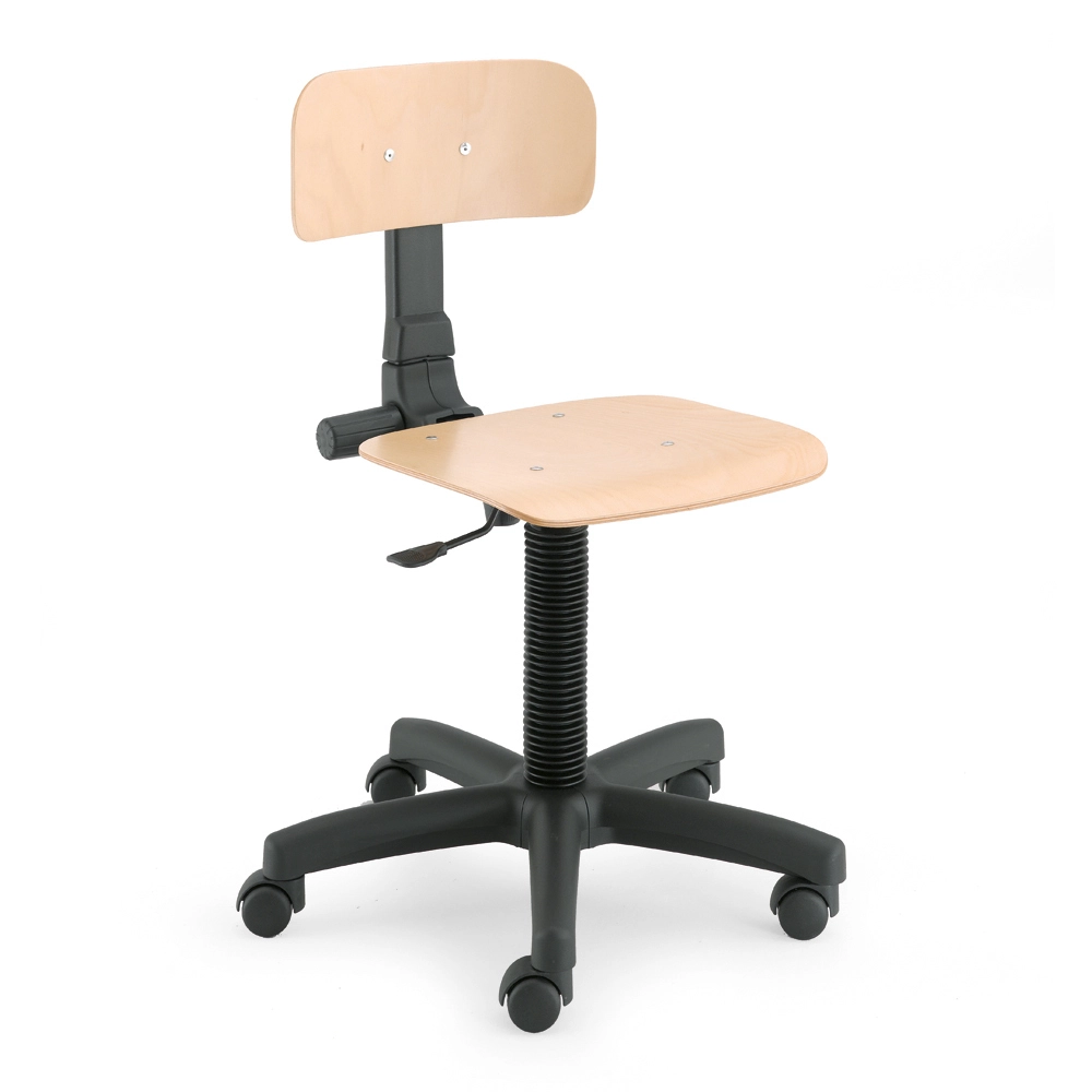 SGABELLO S/S IN FAGGIO REG. GAS 5 RAZZE E RUOTE