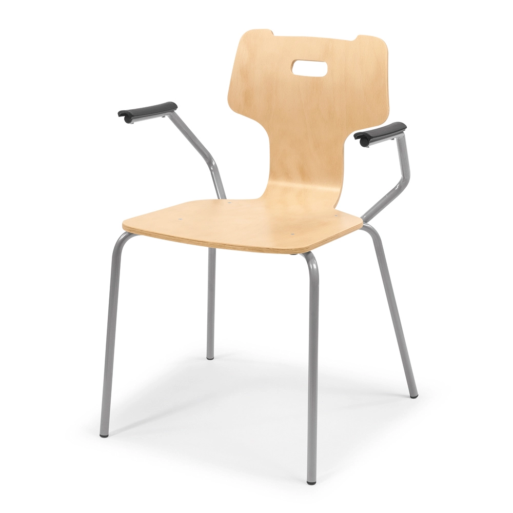 SEDIA MONOSCOCCA IN LEGNO CON BRACCIOLI