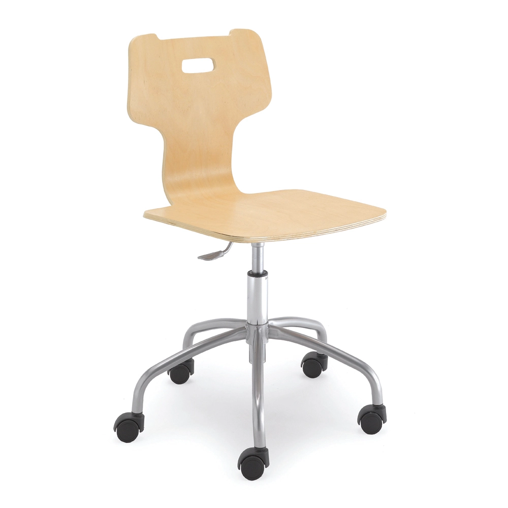 SEDIA MONOSCOCCA IN LEGNO GIREVOLE SU RUOTE