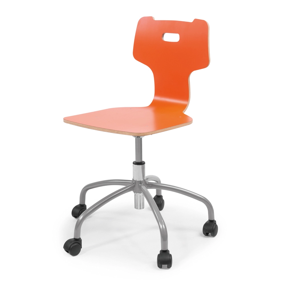 SEDIA MONOSCOCCA IN LEGNO LAMINATO GIREVOLE SU RUOTE