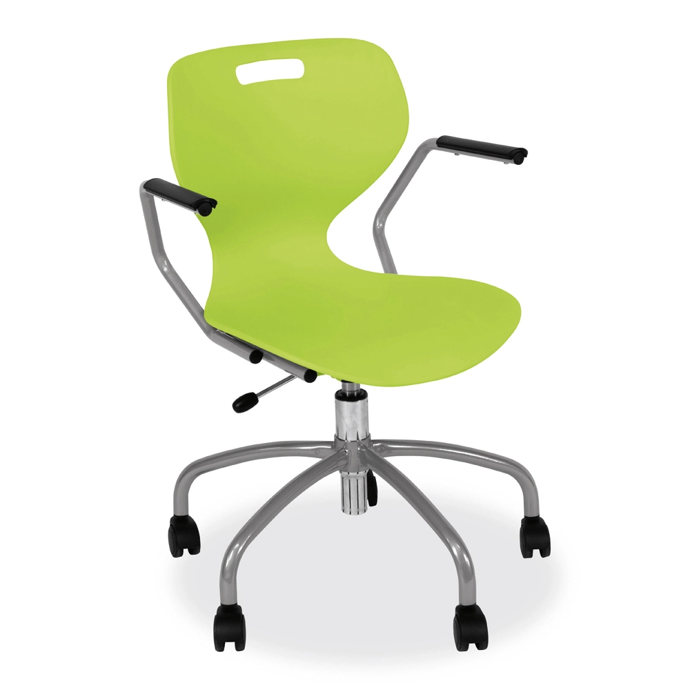 SEDIA MONOSCOCCA GIREVOLE SU RUOTE CON BRACCIOLI